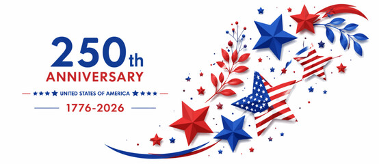 Obraz premium 250th anniversary of usa with swirling stars and foliage