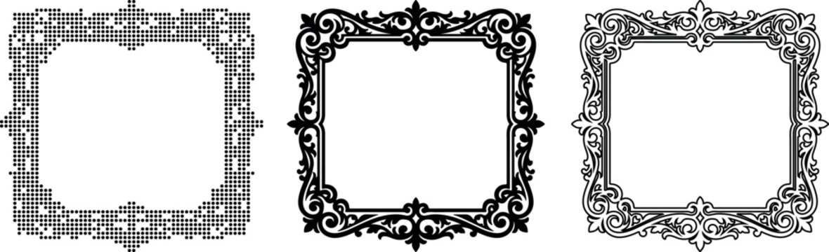 Ornate Decorative Frames Collection With Dotted And Scrollwork Designs border vintage