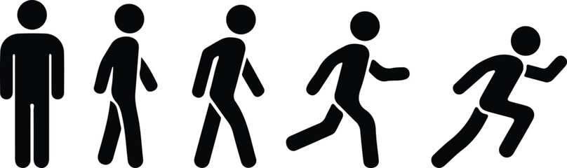 man stands walk run icon silhouette vector illustration  © Ammara