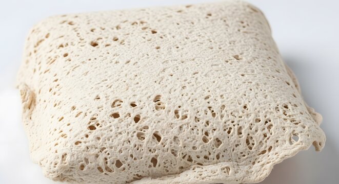 Close up of porous textured bone graft material for surgical implantation