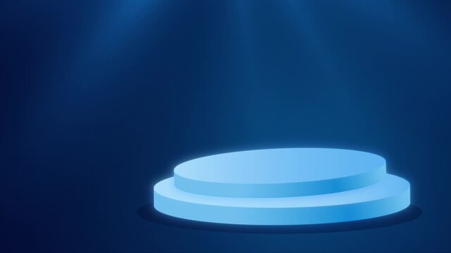 Blue Neon Product Display Podium Background animation 4k.