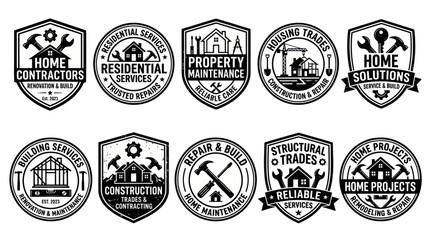 Fototapeta premium Residential Home Maintenance and Renovation Service Logo Set