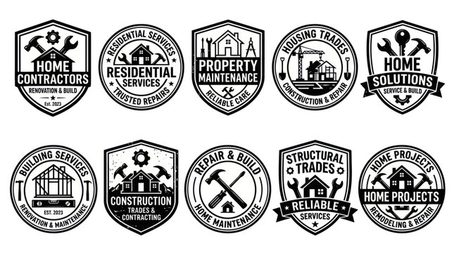 Residential Home Maintenance and Renovation Service Logo Set