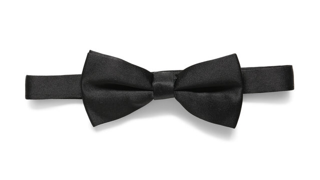 Stylish black bow tie on white background