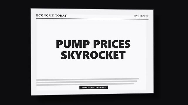 Energy Crisis and Global Oil Price News Headlines Animated Typography on Black Background Financial Economic Report Motion Graphics