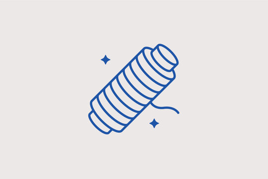 Large spool of yarn line icon for machine knitting and industrial textile production. Durable vector illustration for garment factory reports and wool supply catalogs.