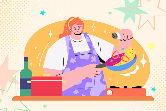 Cooking Hobby Flat Illustration