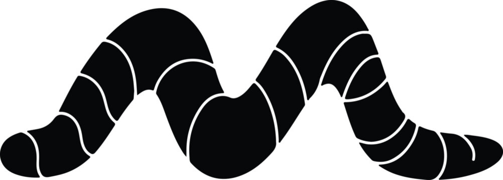 Silhouette design of an earthworm crawling on the ground vector