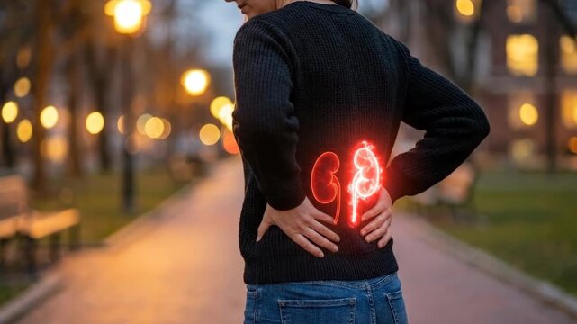 Human system ailment: kidney problem, renal disease, experience pain, urgent diagnosis, severe discomfort, physical symptom, medical issue, bodily suffer.