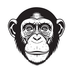 Fototapeta premium Chimpanzee head vector illustration. Representing primate intelligence, wildlife conservation, and animal mascot design