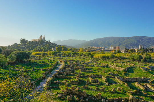 Historical View of the Saint Augustine Basilica Near the Ancient Roman Ruins of Hippo Regius in Annaba, Algeria