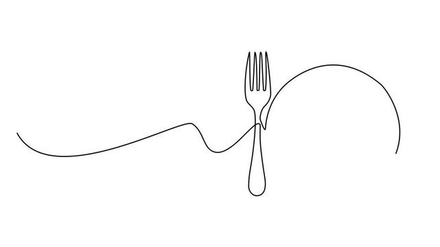 Cutlery continuous line drawing, Editable line art vector illustration.