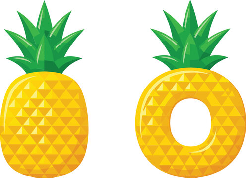 Cute pineapple float ring and tropical pineapple fruit illustration isolated summer vacation pool party vector design collection