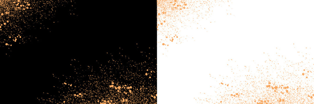 Golden particles splatter on transparent background for creative design