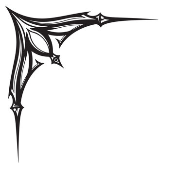 Tribal gothic corner border vector. Ideal for tattoo designs, page frames, and decorative graphic accents representing sharp elegance and dark aesthetic