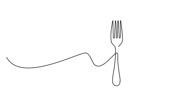 Cutlery continuous line drawing, Editable line art vector illustration.