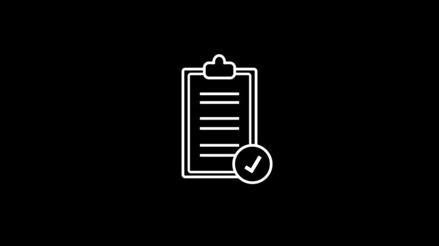 Checklist and shield line icon, Insurance policy concept, data document security with checkmark icon animated.