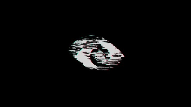 Eye icon animation, HUD Glitch Cyber ​​Eye. Code background, futuristic technology, sci-fi technology. Red pixel eye symbol on a glitched LED LCD screen. Human iris concept. 4k video