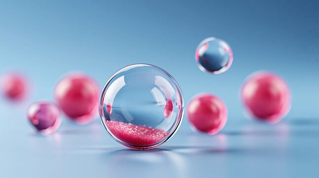 Floating spheres abstract dreamlike translucent orbs