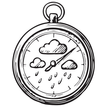 Weather Barometer Compass Icon for Storm Forecast, Climate Monitoring and Outdoor Navigation