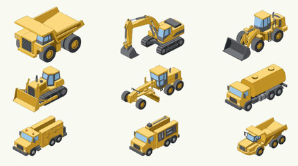 Collection of various yellow construction vehicles. © Noura