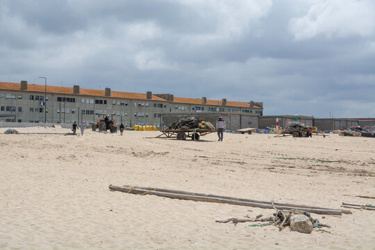 Espinho, Portugal - May 8, 2025 : beautiful beach in Espinho, Portugal
