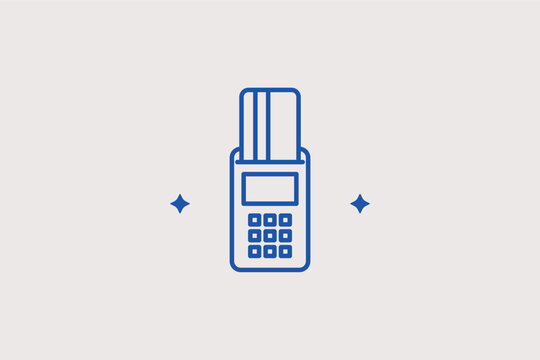 Payment terminal line icon for credit card processing and retail transactions. Practical vector illustration for e-commerce checkout pages and banking app guides.