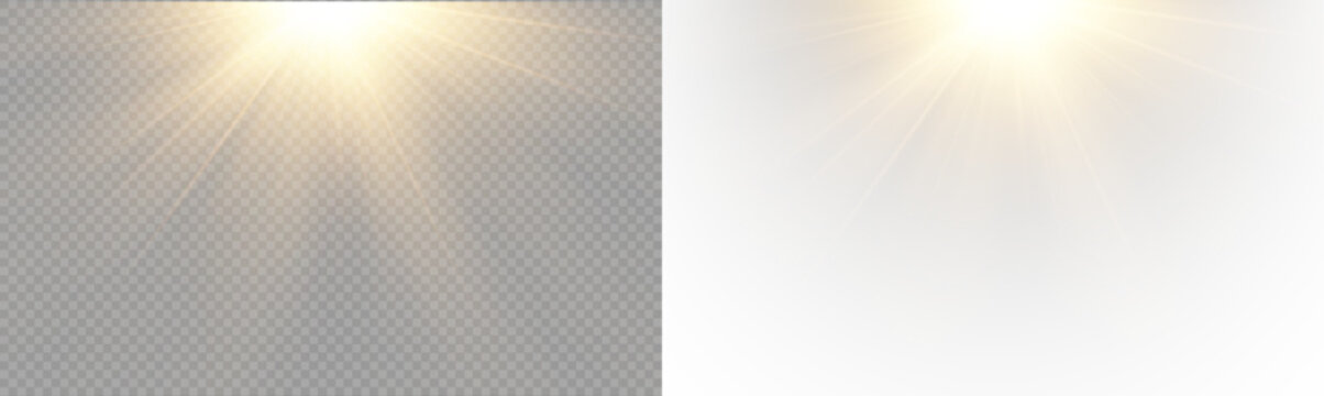Vector PNG transparent sunlight special lens flare light effect. Sun flush, Overlays, light, Sun, sunrays, lens flare, light leaks and glare in PNG format. Stock royalty free PNG image.	