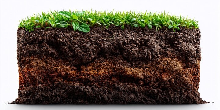 Soil profile illustration showcasing earth and plant life