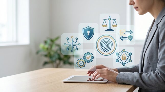 Close up of businessman hands stacking gold coins on wooden desk with calculator and tablet representing financial growth and savings