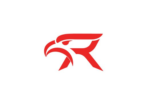 Abstract red eagle head logo design on white background