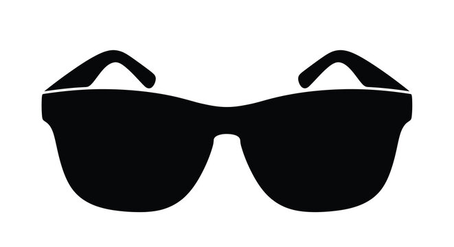 Silhouette of trendy sunglasses on white background
