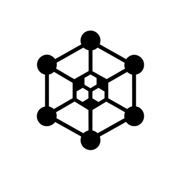 Hexagonal network of connected nodes icon