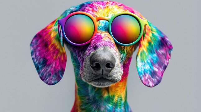 Colorful dog portrait radiates joy and personality