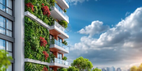 Naklejka premium Sustainable living modern apartment complex exterior