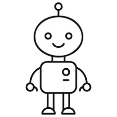Fototapeta premium Simple line drawing of a smiling robot icon