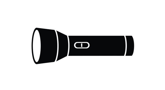 Flashlight silhouette icon vector illustration for emergency security and outdoor applications