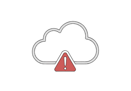 Cloud Computing Error Icon with Red Warning Exclamation Mark Triangle Symbol