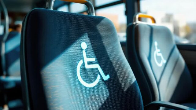 Accessible seating on public bus highlighting disability inclusion