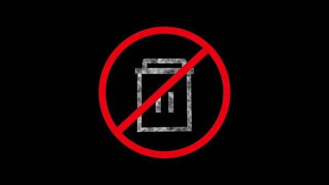 No trash can symbol appears on a dark background. This no trash can symbol indicates data is protected. No trash can symbol animation for system security themes.