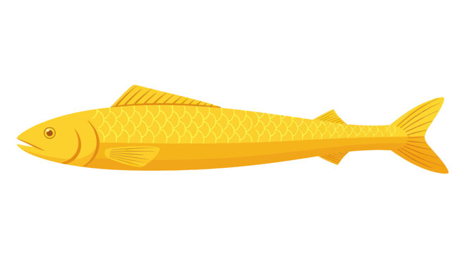 Golden fish illustration on white background, isolated, studio shot