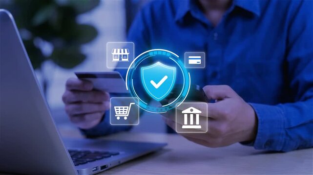 Secure Digital Payment and Mobile Banking &ndash; Fintech Data Protection and Safe Online Transaction Concept