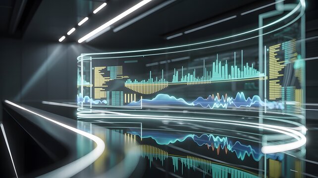 Transparent Futuristic Data Visualization Wall