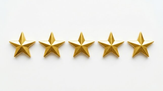 Five gold stars are arranged horizontally on a white background