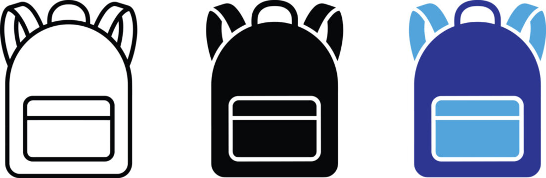 Professional school backpack bag icon set for back to school marketing design