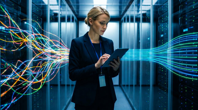 american network engineer in a server room.