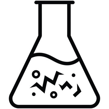Scientific lab flask icon with chemical reaction symbol chemistry laboratory
