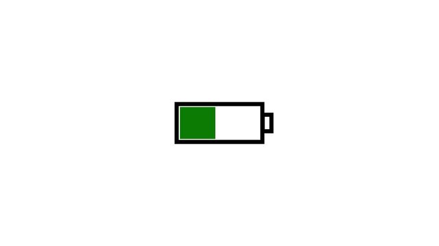 Futuristic battery charging green indicator level low to full on with background.Electronic device charging battery icon indicating progress of the increasing.