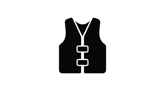 Life vest silhouette icon safety equipment for water sports and marine activities