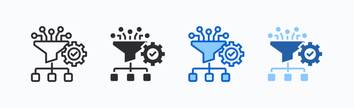 Data Preparation Icon Sheet Multiple Style Collection Isolated Vector
